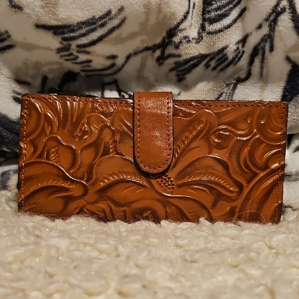 Patricia Nash Brown Embossed Leather Wallet